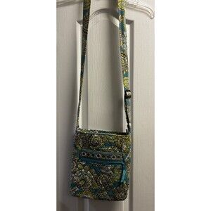 Vera Bradley Womens Rare &  Retired Green Quilted Peacock Crossbody Bag Purse